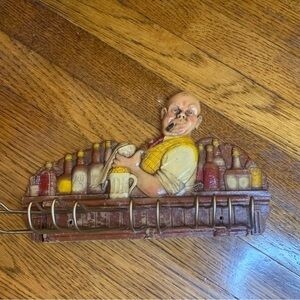 Vintage Wall Mount Tavern Bartender 11 Hook Tie/Belt Rack RARE